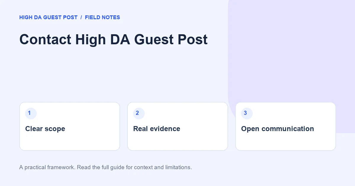 Contact High DA Guest Post: Clear scope, Real evidence, Open communication