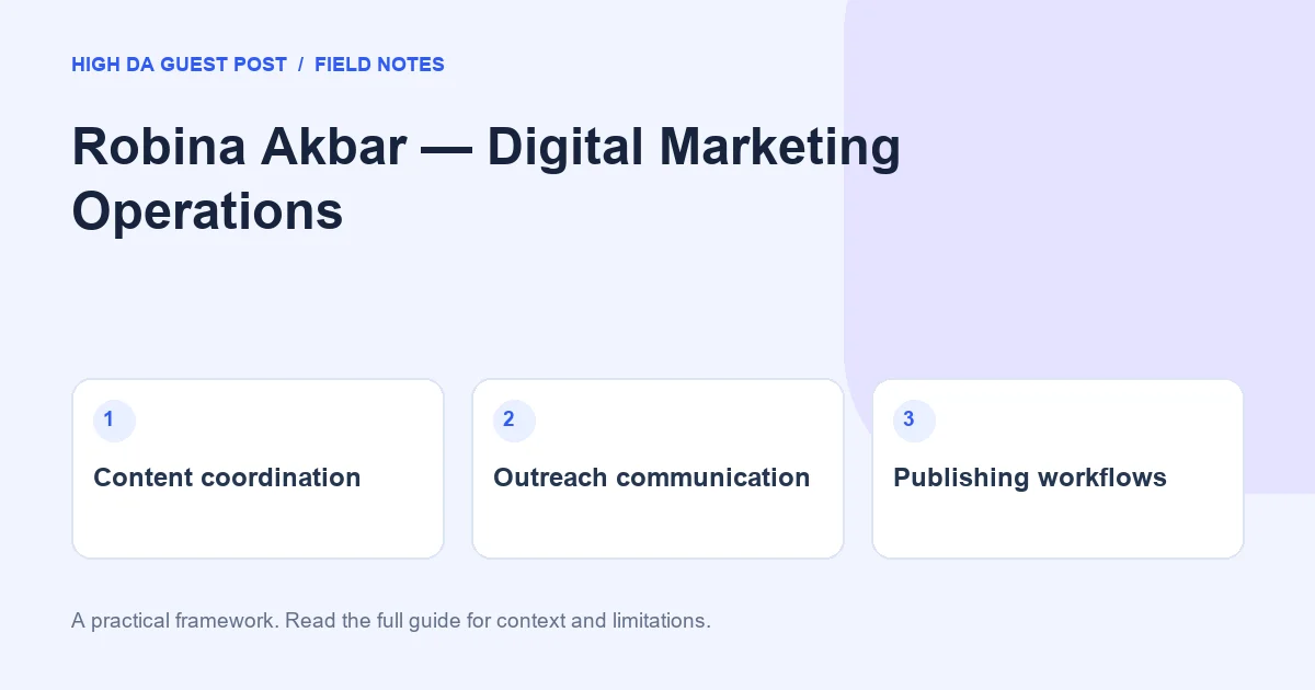 Robina Akbar — Digital Marketing Operations: Content coordination, Outreach communication, Publishing workflows