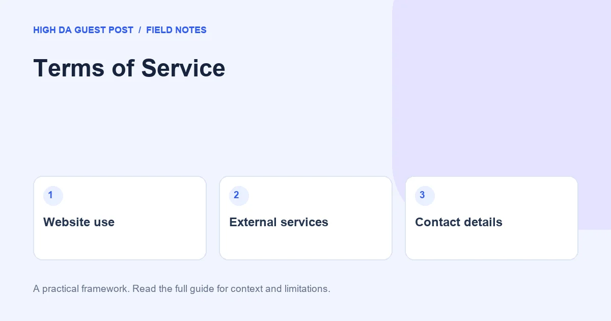 Terms of Service: Website use, External services, Contact details